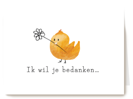 bedankt kaart vogeltje