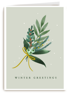 Kerstkaart klassiek tak met winter greetings