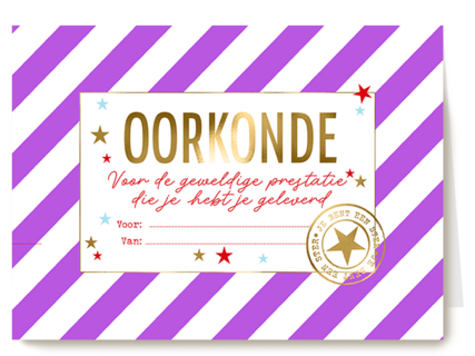 Oorkonde geweldige prestatie