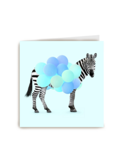 zebra met ballonnen blauw