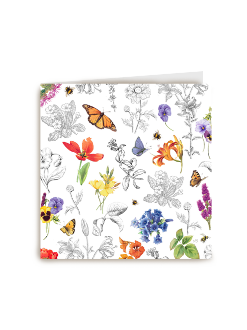 Kaart flowers by Marjolein Bastin Blanco bloemen en vlinders