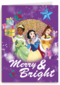 Kerstkaart Disney prinsessen Merry and bright