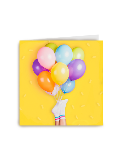 Verjaardagskaart ballonnen met sokken