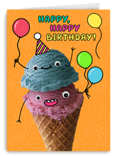 Verjaardagskaart ijsje Happy Birthday