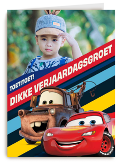 Cars verjaardagskaart foto McQueen en Takel