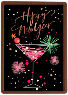 nieuwjaarskaart klassiek cocktailglas happy new year
