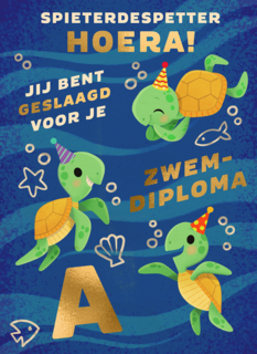 Zwemdiploma A kaart met schildpadden