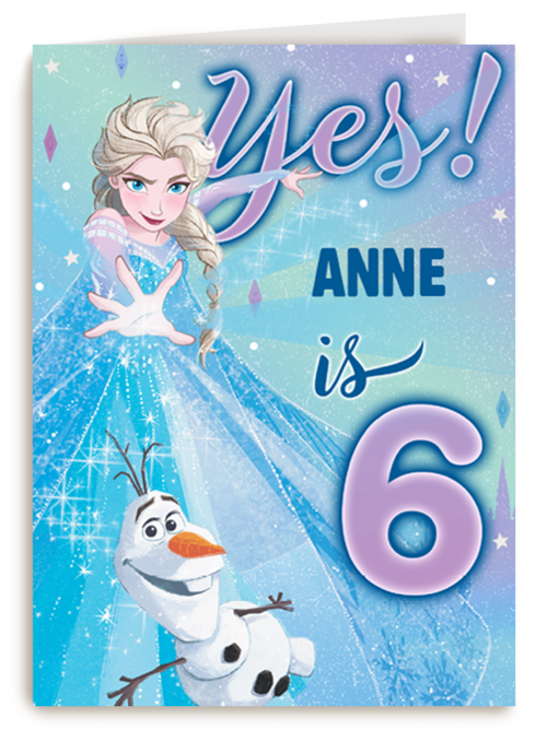 Frozen verjaardagskaart 6 jaar Elsa Olaf