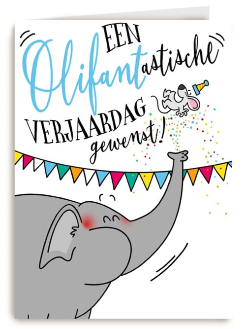 verjaardagskaart een olifantastische verjaardag gewenst
