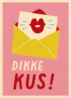 Zomaar kaartje dikke kus roze