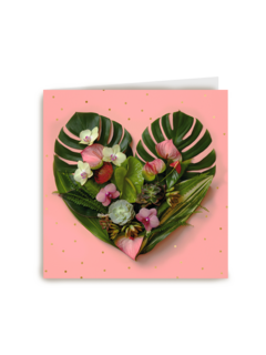 Blanco kaart roze hart bloem