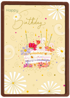 Verjaardagskaart vrouw taart met bloemen