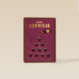 nieuwjaarskaart met champagnetoren