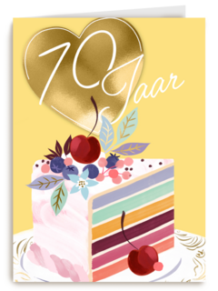 verjaardagskaart voor 70 jaar met cake