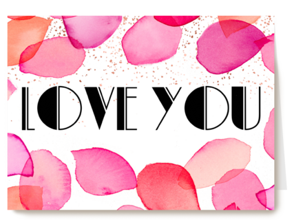 liefde kaart love you rozenblaadjes