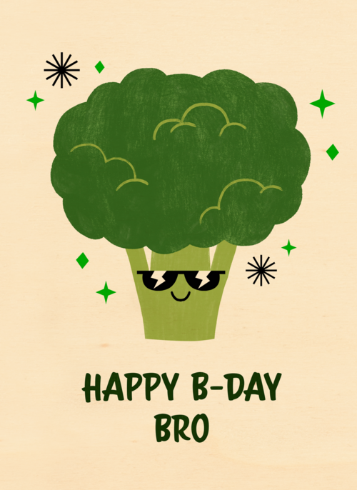 verjaardagskaart met broccoli