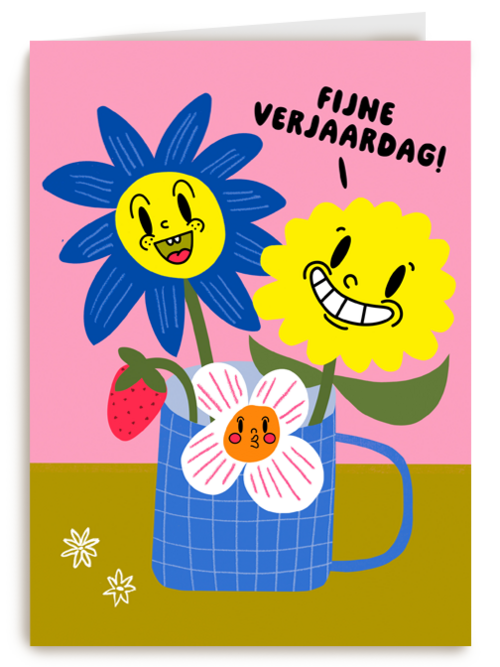 Fijne verjaardag bloemen mok