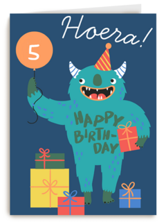 Hoera monsterkaart Happy Birthday