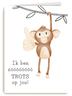Aapje met ik ben heel trots op jou kaart