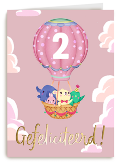 Verjaardagskaart meisje roze leeftijd