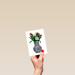 bedankt kaart folio vaas met bloemen thank you