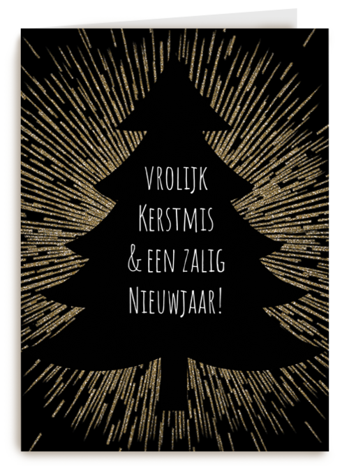 stijlvolle kerstkaart met gouden stralen