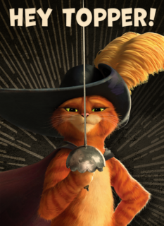 Puss in boots verjaardagskaart Hey topper