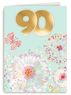 Turnowsky kaart met bloemen en vlinders 90 jaar