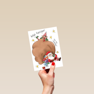 kerstkaart vrolijk kerstman en elfje matia heesakkers
