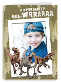 Verjaardagskaart foto met 3 raptors