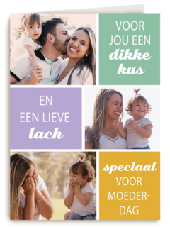 fotokaart moederdag 3 fotos dikke kus
