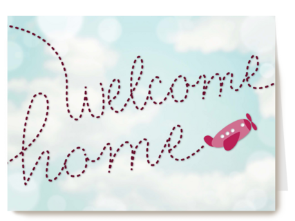 roze vliegtuigje welcome home
