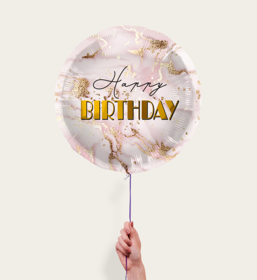 Ballon Verjaardag Marmer Roze