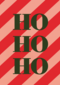 kerstkaart hohoho op rood roze achtergrond