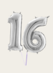 Cijferballon 16 Jaar Zilver XL