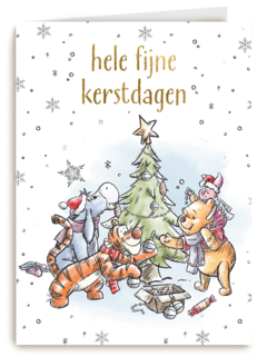 Kerstkaart Winnie de Poeh fijne kerstdagen