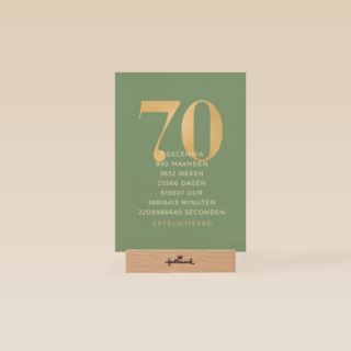Verjaardagskaart 70 groen gouden letters