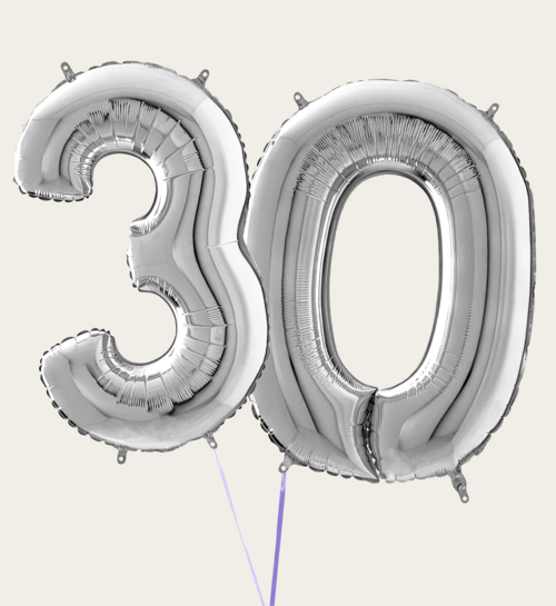 Cijferballon 30 Jaar Zilver XL