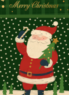 Kerstkaart met kerstman merry christmas