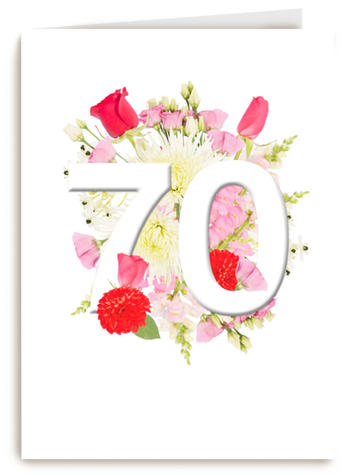 Verjaardagskaart 70 jaar bloemen