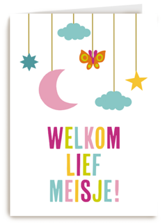 Geboortefelicitatie welkom lief meisje kleurrijk