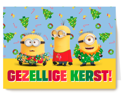 Kerstkaart Minions gezellige kerst