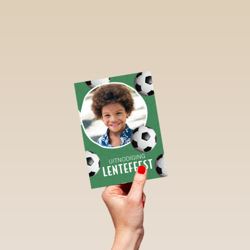 Uitnodiging Lentefeest voetbal fotokaart