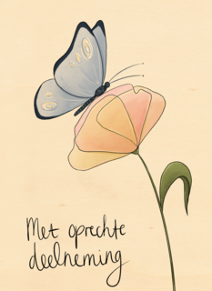 condoleance kaart vlinder met oprechte deelneming