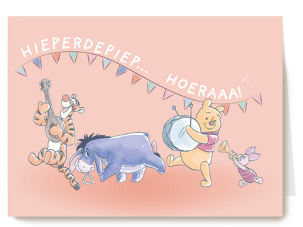 winnie de poeh hieperdepiep hoeraaa kaart