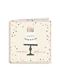 Verjaardagskaart Taart Hiep Hiep Hoera