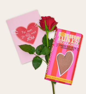 Rode Roos Met Tony Chocolonely Recht Uit Mijn Chocohart