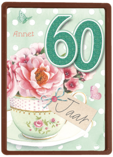 verjaardag leeftijden kopje bloemen 60
