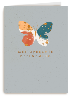 Condoleance oprechte deelneming vlinder grijs