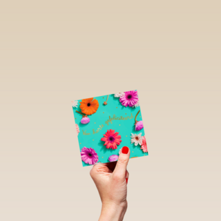 Verjaardagskaart groen met bloemen